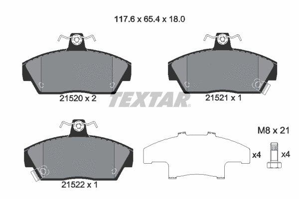 2152001 TEXTAR Комплект тормозных колодок, дисковый тормоз (фото 1)