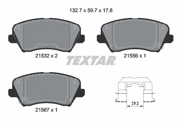 2153201 TEXTAR Комплект тормозных колодок, дисковый тормоз (фото 1)