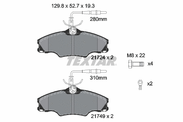 2172402 TEXTAR Комплект тормозных колодок, дисковый тормоз (фото 1)