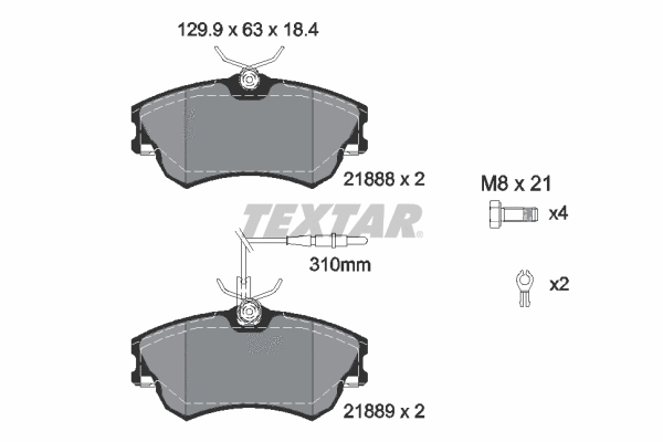 2188801 TEXTAR Комплект тормозных колодок, дисковый тормоз (фото 1)