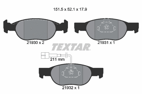 2193002 TEXTAR Комплект тормозных колодок, дисковый тормоз (фото 1)