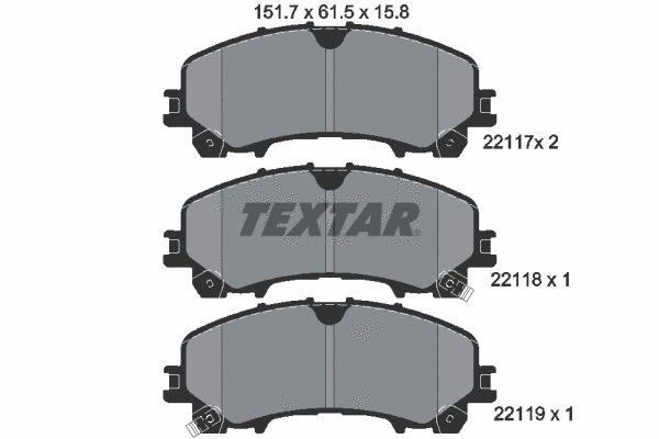 2211701 TEXTAR Комплект тормозных колодок, дисковый тормоз (фото 1)