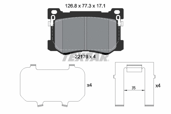 2217601 TEXTAR Комплект тормозных колодок, дисковый тормоз (фото 1)