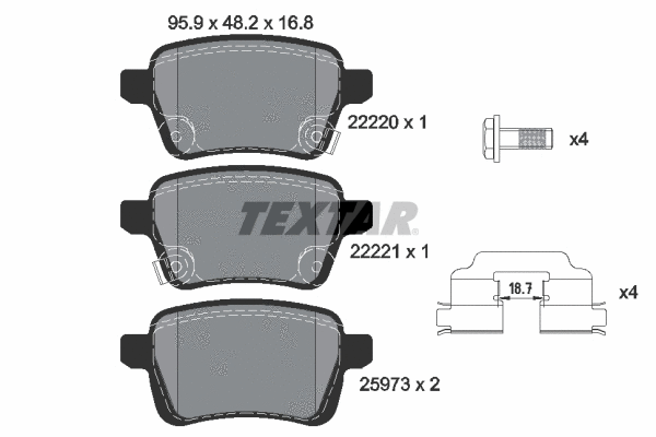 2222001 TEXTAR Комплект тормозных колодок, дисковый тормоз (фото 1)