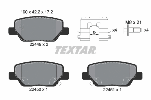 2244901 TEXTAR Комплект тормозных колодок, дисковый тормоз (фото 1)