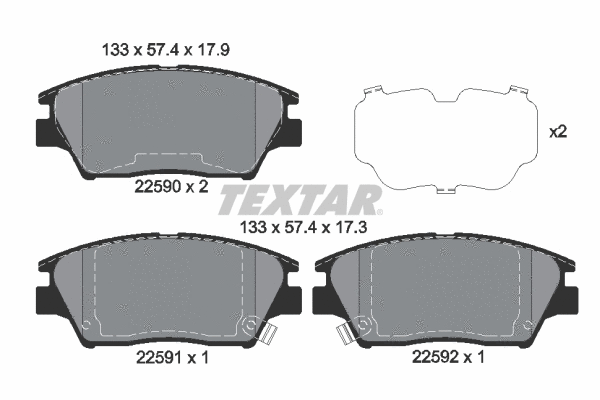 2259001 TEXTAR Комплект тормозных колодок, дисковый тормоз (фото 1)