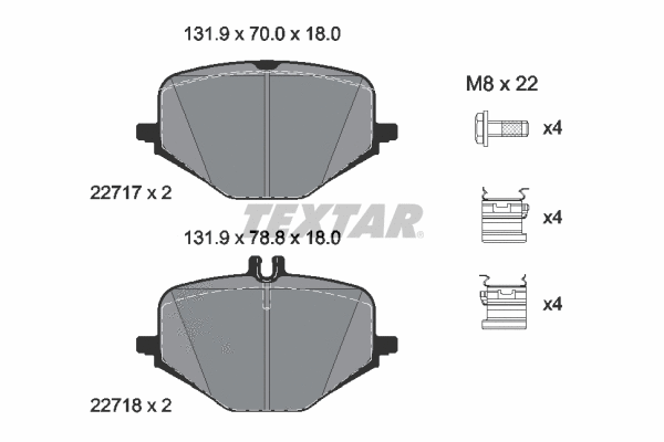 2271701 TEXTAR Комплект тормозных колодок, дисковый тормоз (фото 1)