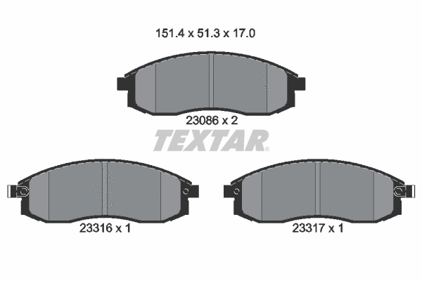 2308601 TEXTAR Комплект тормозных колодок, дисковый тормоз (фото 1)
