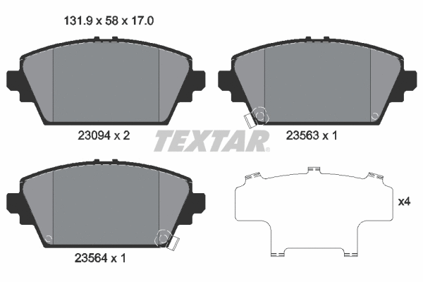 2309401 TEXTAR Комплект тормозных колодок, дисковый тормоз (фото 1)