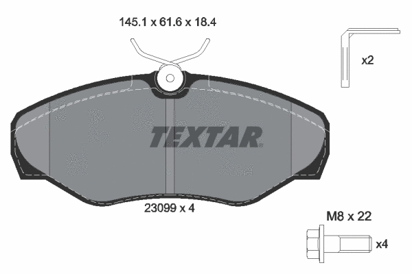 2309902 TEXTAR Комплект тормозных колодок, дисковый тормоз (фото 1)