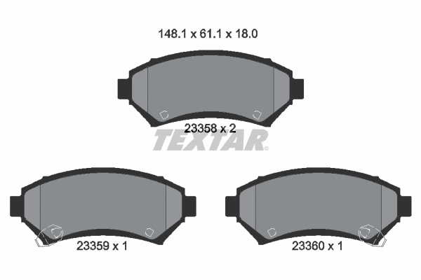 2335804 TEXTAR Комплект тормозных колодок, дисковый тормоз (фото 1)