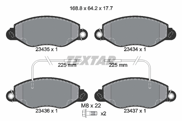2343501 TEXTAR Комплект тормозных колодок, дисковый тормоз (фото 1)