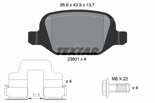 2360102 TEXTAR Комплект тормозных колодок, дисковый тормоз (фото 1)