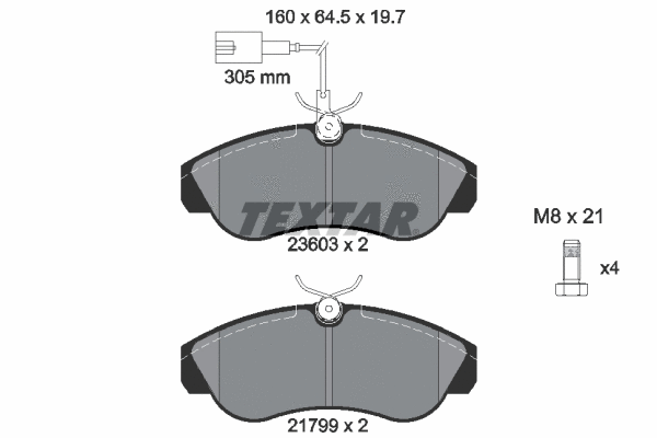 2360301 TEXTAR Комплект тормозных колодок, дисковый тормоз (фото 1)