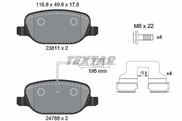 2381101 TEXTAR Комплект тормозных колодок, дисковый тормоз (фото 1)