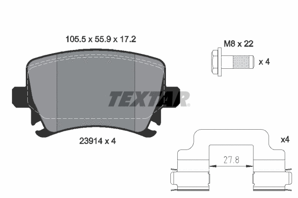 2391402 TEXTAR Комплект тормозных колодок, дисковый тормоз (фото 1)