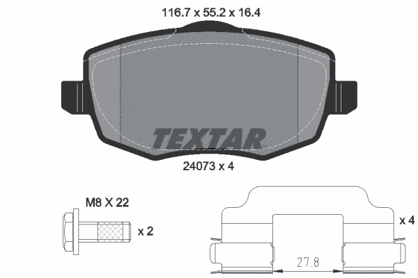 2407301 TEXTAR Комплект тормозных колодок, дисковый тормоз (фото 1)