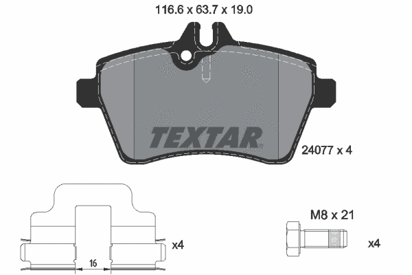 2407701 TEXTAR Комплект тормозных колодок, дисковый тормоз (фото 1)