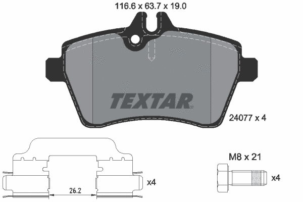 2407702 TEXTAR Комплект тормозных колодок, дисковый тормоз (фото 1)