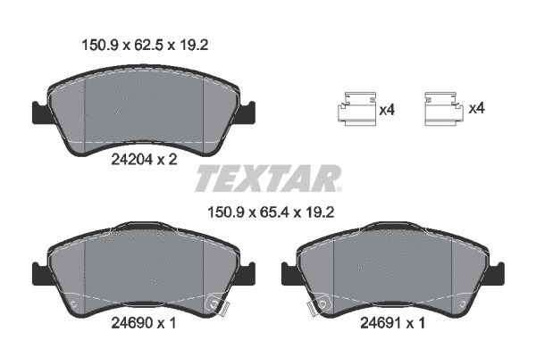 2420401 TEXTAR Комплект тормозных колодок, дисковый тормоз (фото 1)