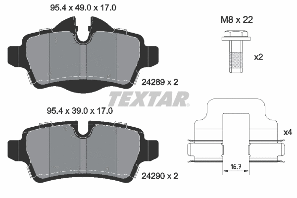2428901 TEXTAR Комплект тормозных колодок, дисковый тормоз (фото 1)