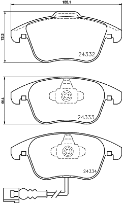 2433304 TEXTAR Комплект тормозных колодок, дисковый тормоз (фото 1)