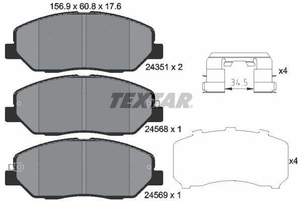 2435101 TEXTAR Комплект тормозных колодок, дисковый тормоз (фото 1)