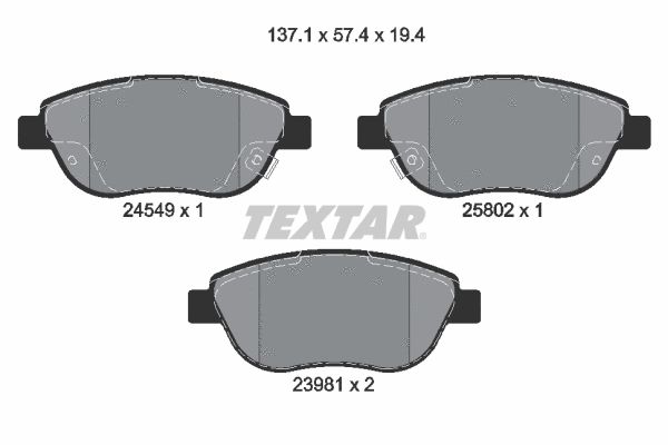2454901 TEXTAR Комплект тормозных колодок, дисковый тормоз (фото 1)
