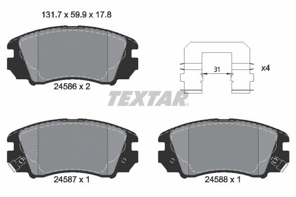 2458601 TEXTAR Комплект тормозных колодок, дисковый тормоз (фото 1)