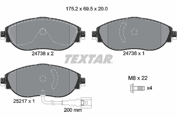 2473801 TEXTAR Комплект тормозных колодок, дисковый тормоз (фото 1)