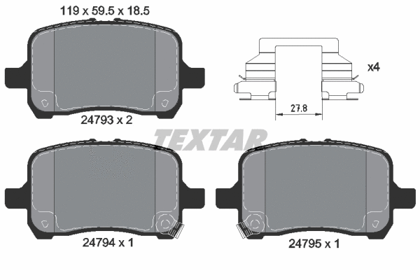 2479301 TEXTAR Комплект тормозных колодок, дисковый тормоз (фото 1)