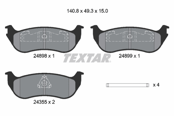 2489803 TEXTAR Комплект тормозных колодок, дисковый тормоз (фото 1)
