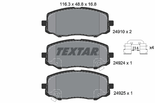 2491001 TEXTAR Комплект тормозных колодок, дисковый тормоз (фото 1)