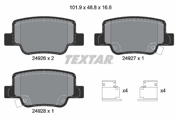 2492601 TEXTAR Комплект тормозных колодок, дисковый тормоз (фото 1)
