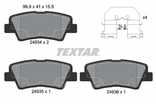2493401 TEXTAR Комплект тормозных колодок, дисковый тормоз (фото 1)