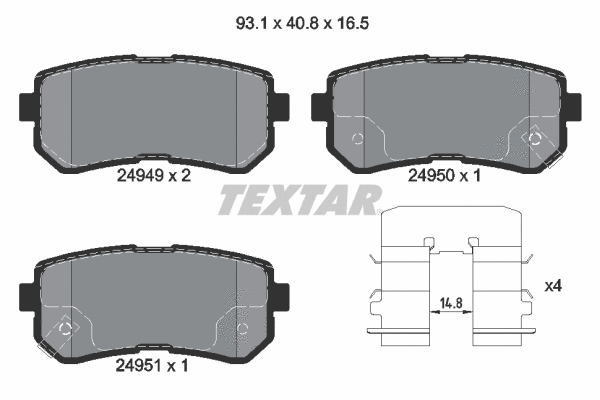 2494901 TEXTAR Комплект тормозных колодок, дисковый тормоз (фото 1)