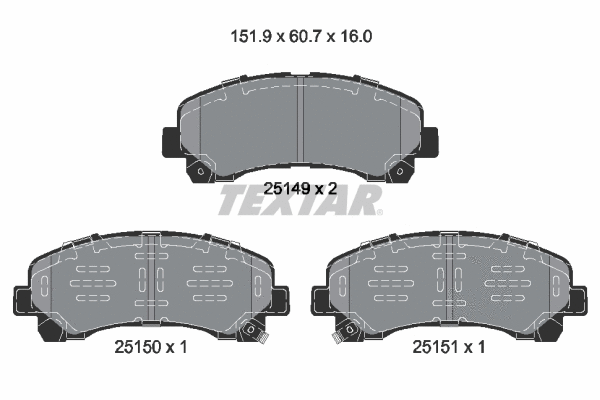 2514904 TEXTAR Комплект тормозных колодок, дисковый тормоз (фото 1)