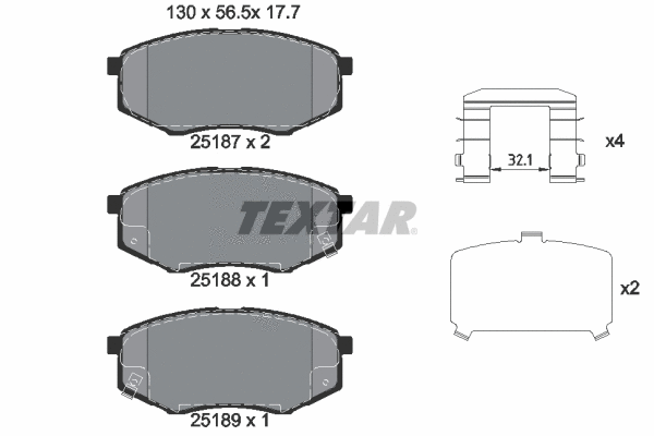 2518701 TEXTAR Комплект тормозных колодок, дисковый тормоз (фото 1)