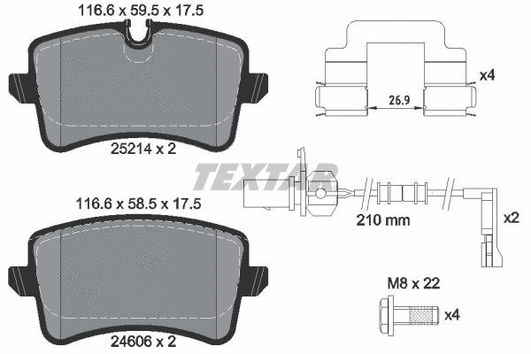 2521403 TEXTAR Комплект тормозных колодок, дисковый тормоз (фото 1)
