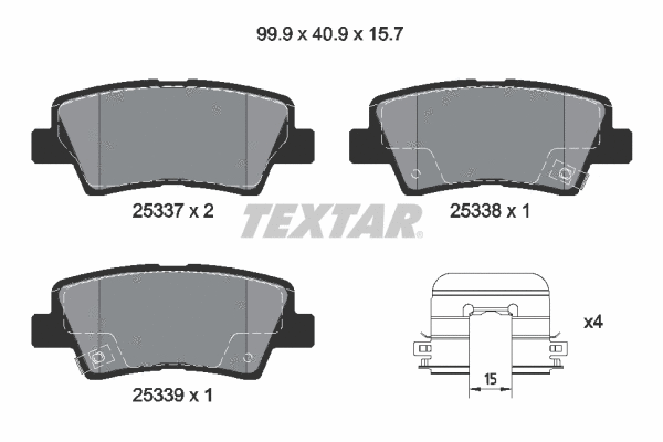 2533707 TEXTAR Комплект тормозных колодок, дисковый тормоз (фото 1)