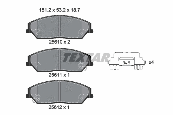 2561001 TEXTAR Комплект тормозных колодок, дисковый тормоз (фото 1)