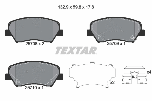 2570801 TEXTAR Комплект тормозных колодок, дисковый тормоз (фото 1)