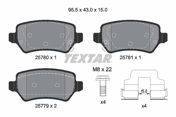 2578001 TEXTAR Комплект тормозных колодок, дисковый тормоз (фото 1)