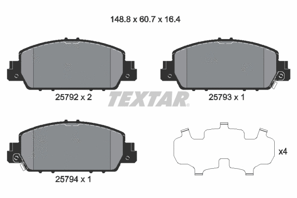 2579201 TEXTAR Комплект тормозных колодок, дисковый тормоз (фото 1)