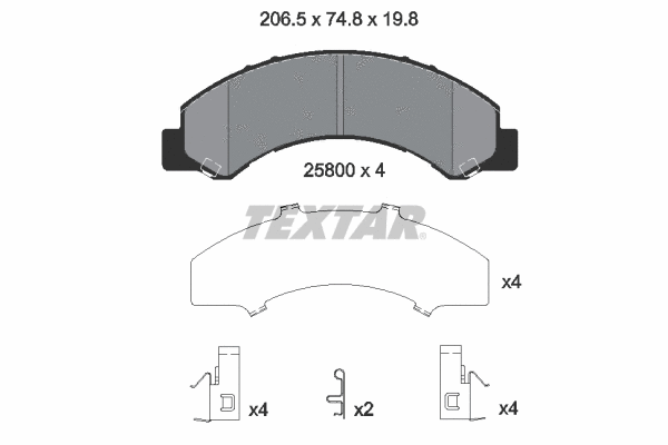 2580001 TEXTAR Комплект тормозных колодок, дисковый тормоз (фото 1)