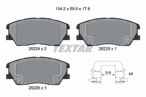 2622401 TEXTAR Комплект тормозных колодок, дисковый тормоз (фото 1)