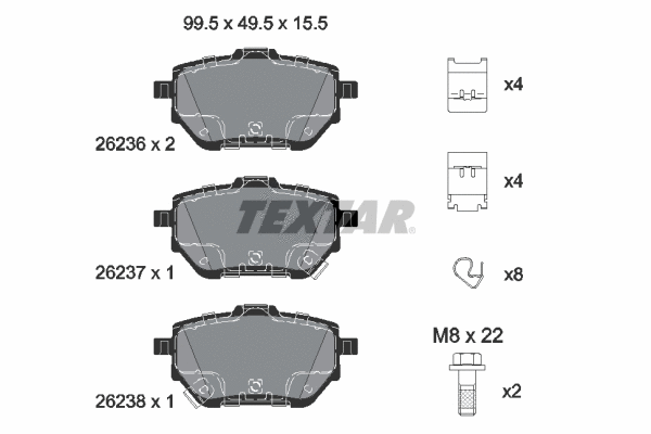 2623601 TEXTAR Комплект тормозных колодок, дисковый тормоз (фото 1)