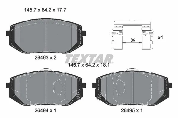 2649301 TEXTAR Комплект тормозных колодок, дисковый тормоз (фото 1)