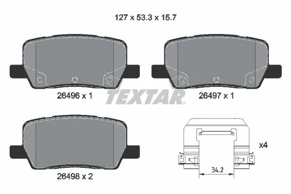 2649601 TEXTAR Комплект тормозных колодок, дисковый тормоз (фото 1)