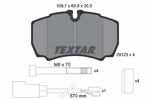 2912307 TEXTAR Комплект тормозных колодок, дисковый тормоз (фото 1)